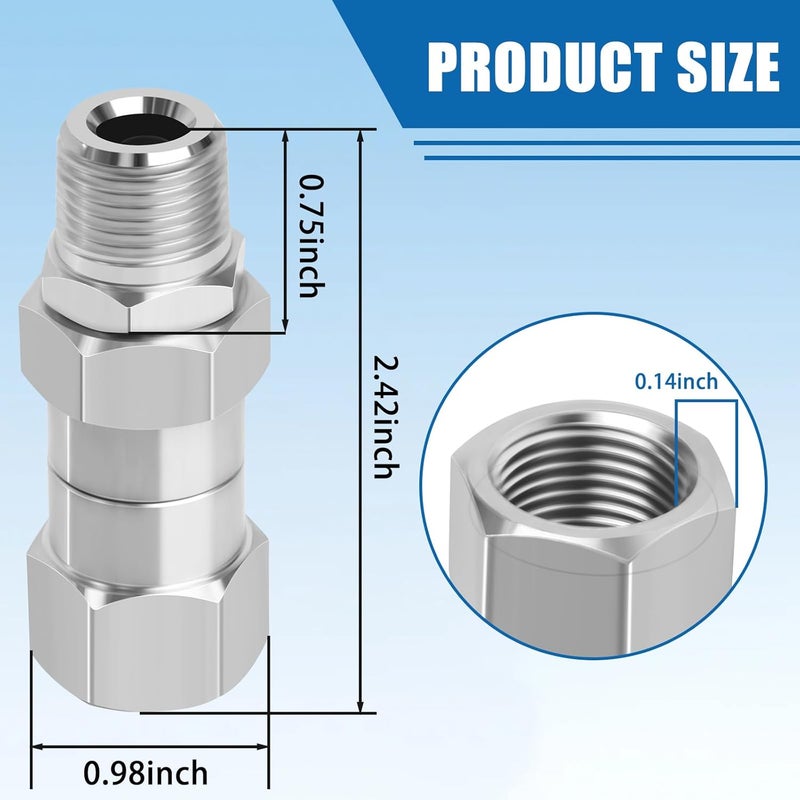 Axfvd 3/8" NPT Male Thread to 3/8" NPT Female Thread Swivel Fitting for Pressure Washer Gun and Hose, 5000 PSI, Stainless Steel - Image 2